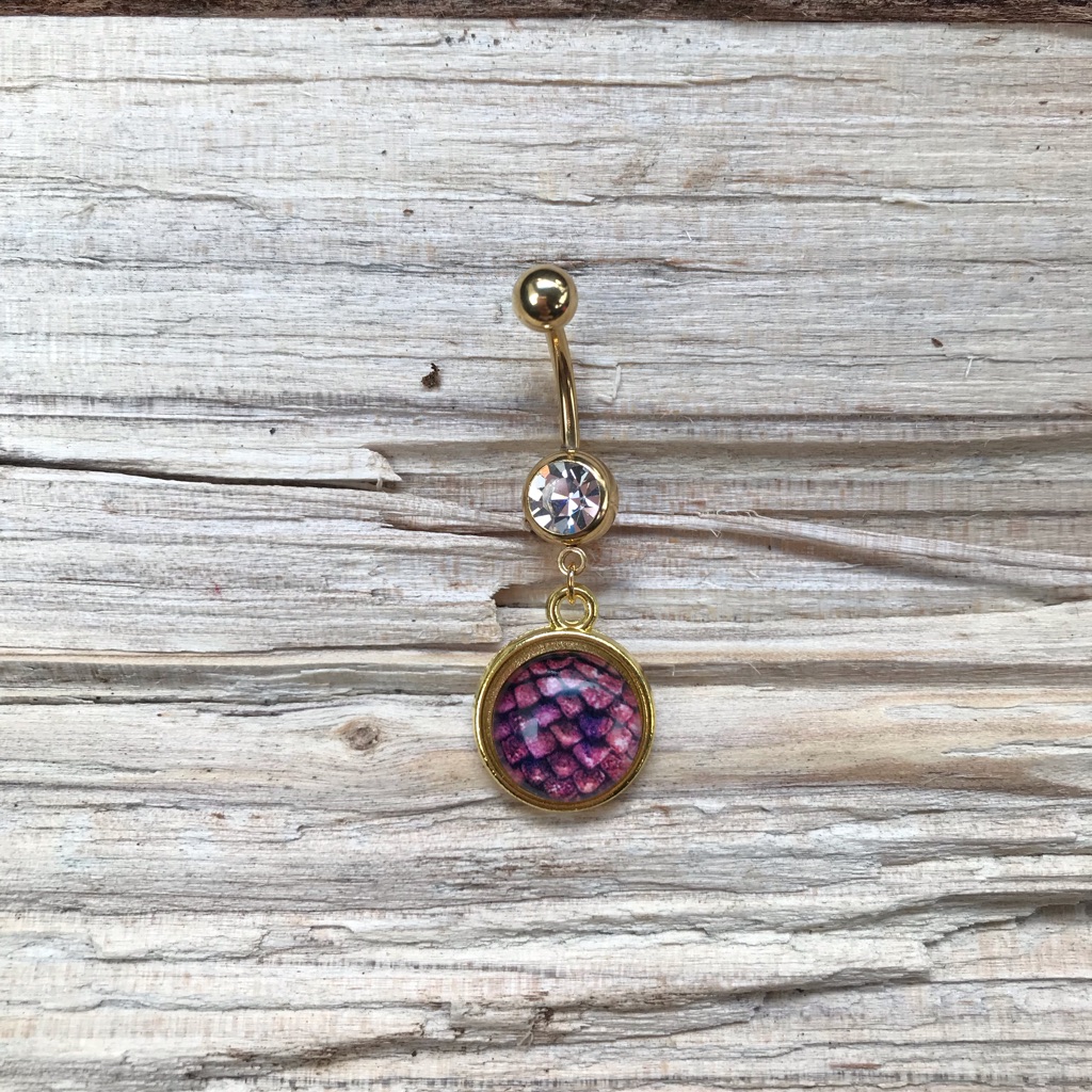 Gold Dragon Scale Belly Button Ring